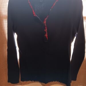 Tommy Hilfiger Navy Long Sleeve Top with Red Accents